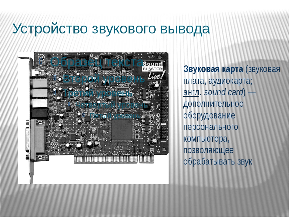 К аппаратным средствам мультимедиа относятся звуковая карта