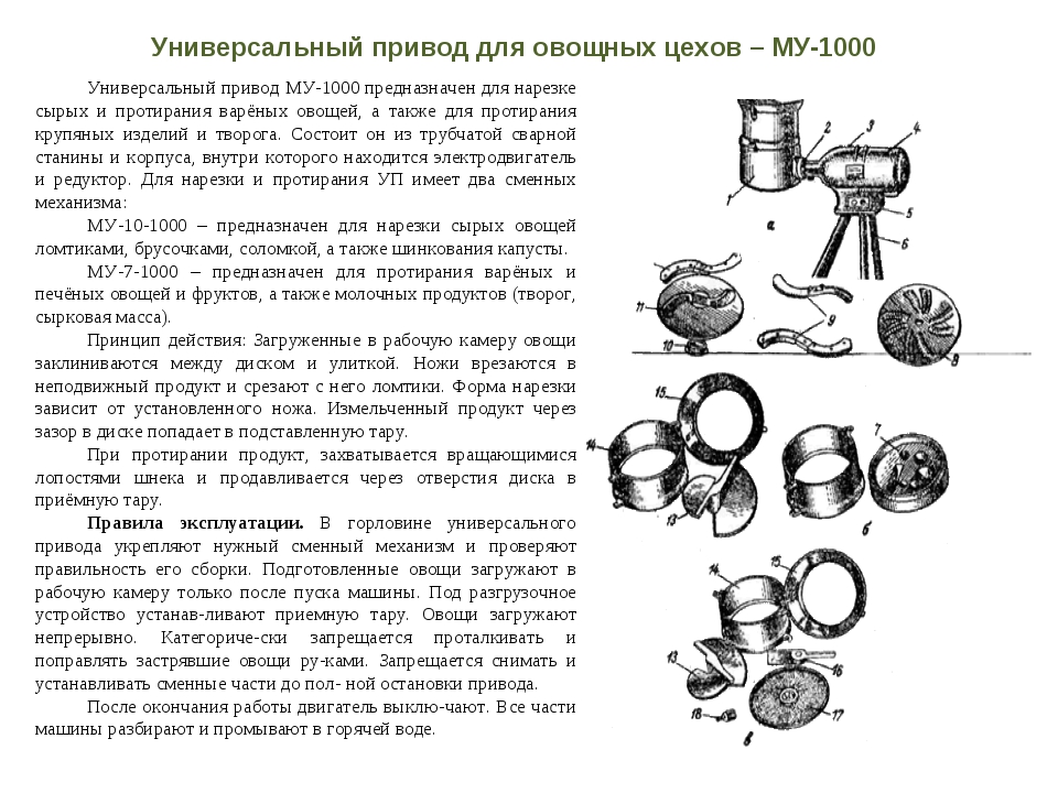 Универсальные приводы для овощных цехов