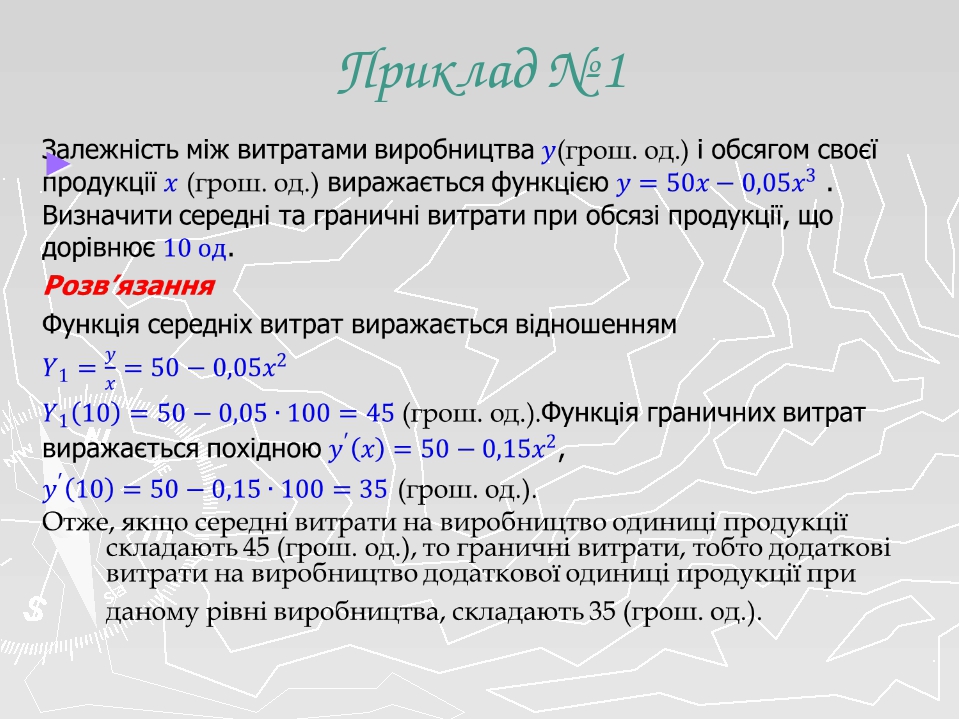 Производная в экономике проект