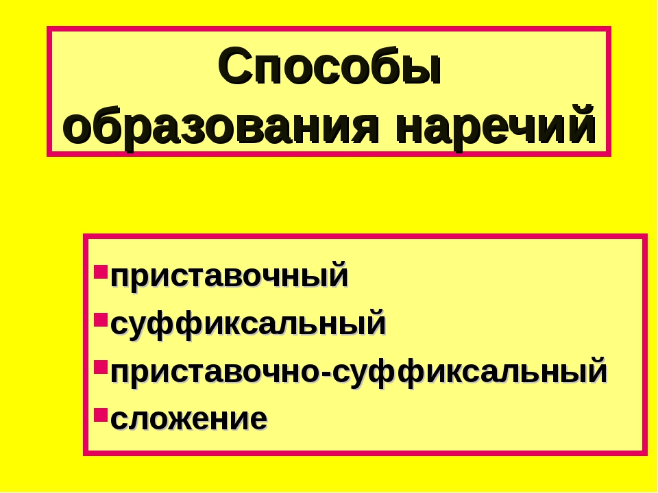 Способы образования наречий презентация