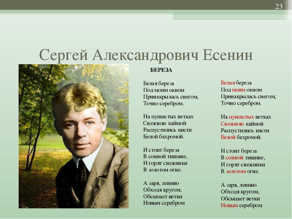 Стихотворение Сергея Сергея Александровича Есенина.