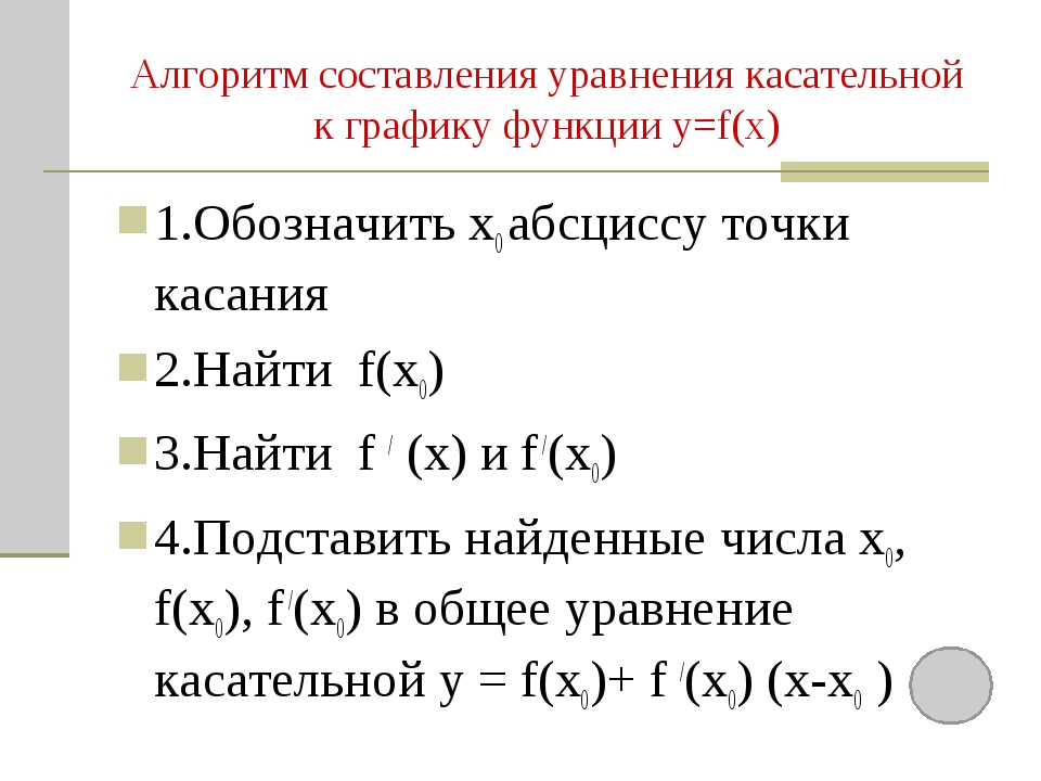 Составить уравнение касательной к графику