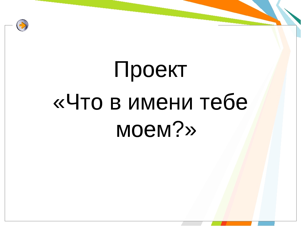 Проект что в имени тебе моем 4 класс