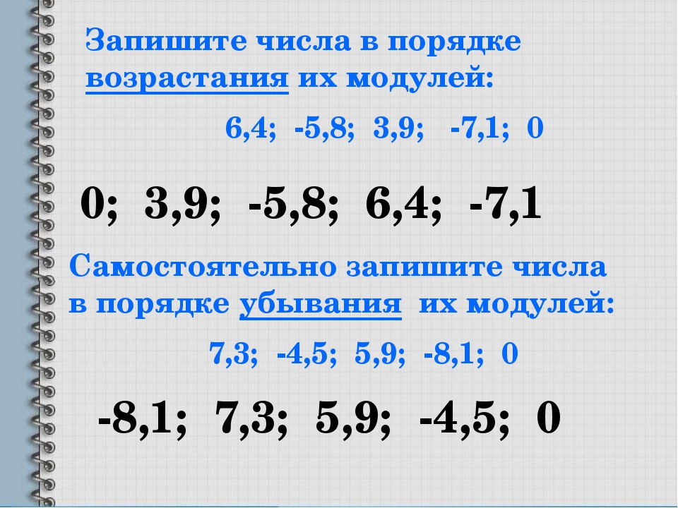 Модуль 6 1 4. Запишите числа в порядке возрастания их модулей. Запиши числа в порядке возрастания. Записать числа в порядке возрастания. Числа в порядке убывания их модулей.