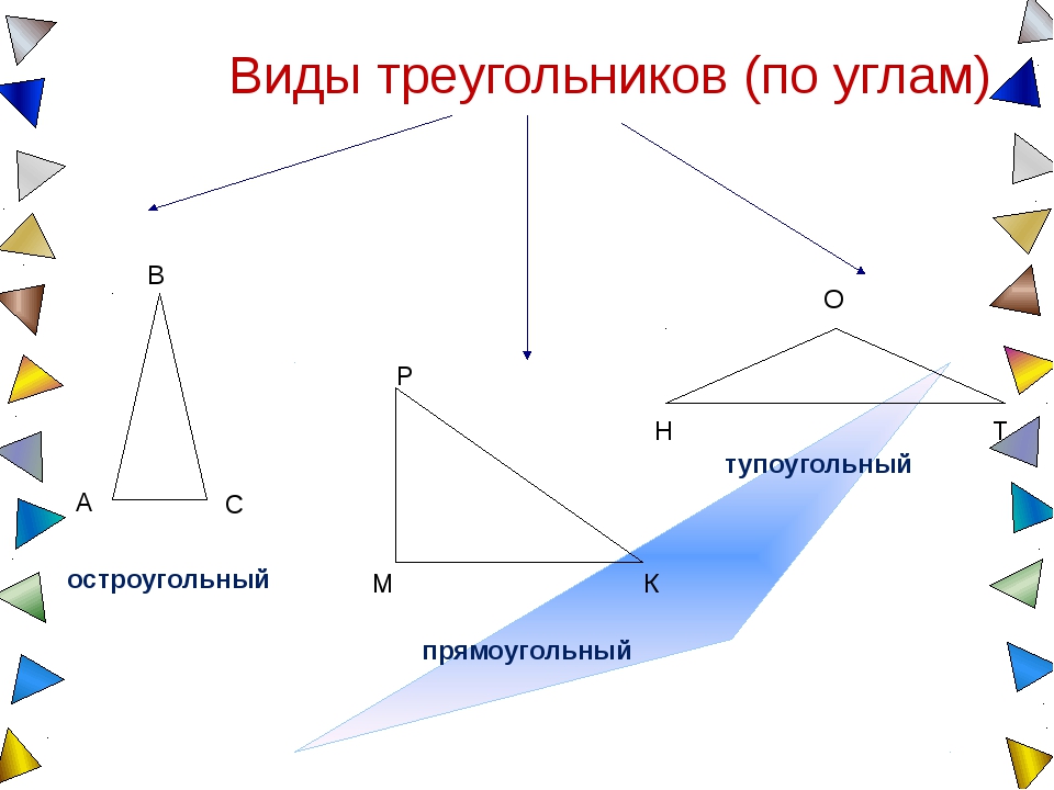 Виды треугольников прямоугольный тупоугольный остроугольный 3 класс ...