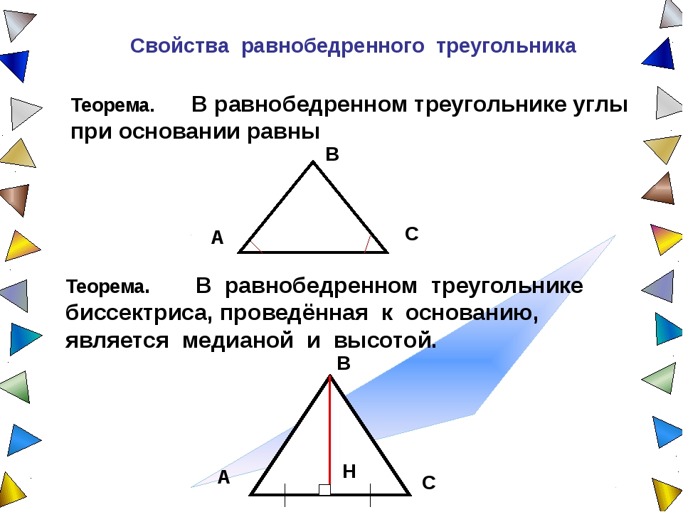 Свойства равнобедренного треугольника рисунок