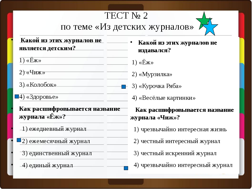 Тест по страницам детских журналов 3 класс школа россии презентация