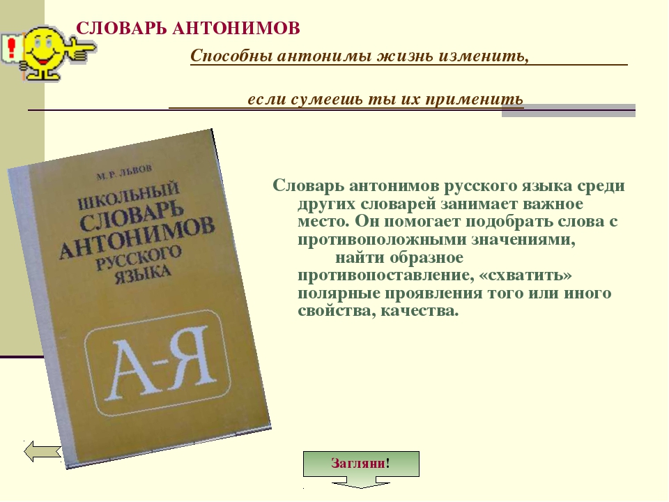 Словарь антонимов картинки для презентации