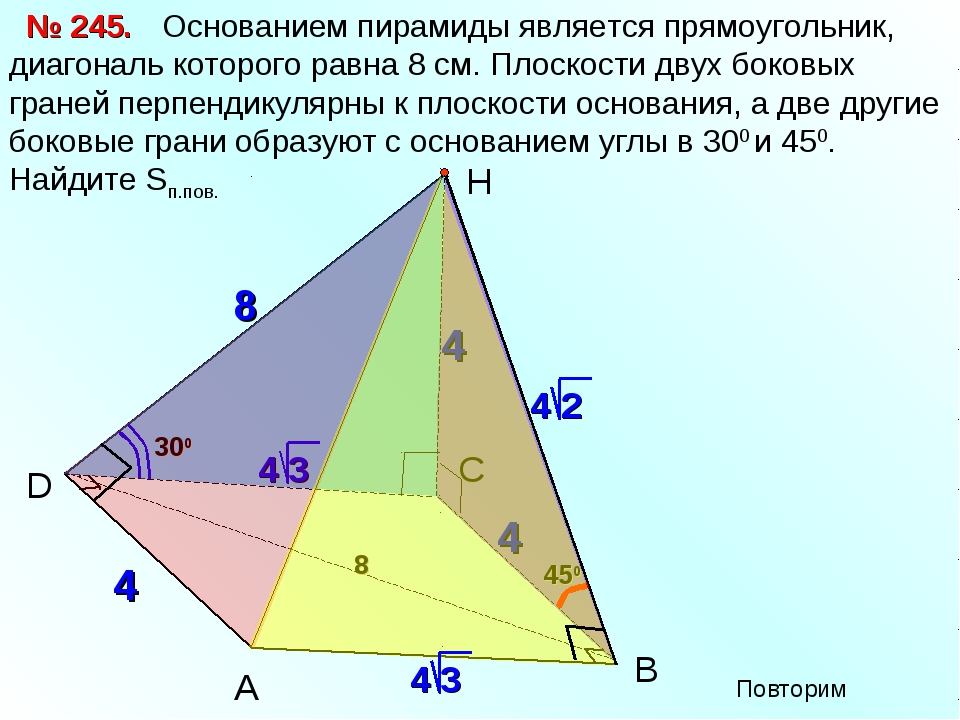 Правильная четырехугольная пирамида диагональ основания ac. Основание пирамиды. Две боковые грани пирамиды перпендикулярны основанию. Диагональ основания пирамиды. Пирамида с двумя перпендикулярными гранями.