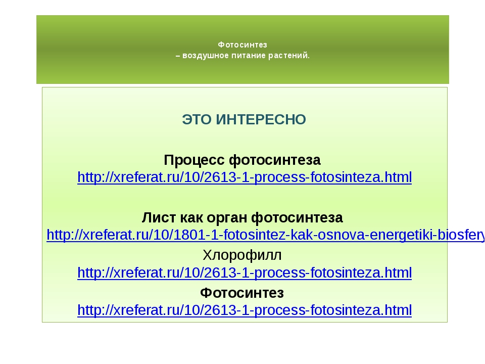 Воздушное питание растений фотосинтез 6 класс презентация