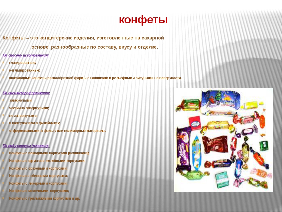 Схема классификации конфет по способу формирования