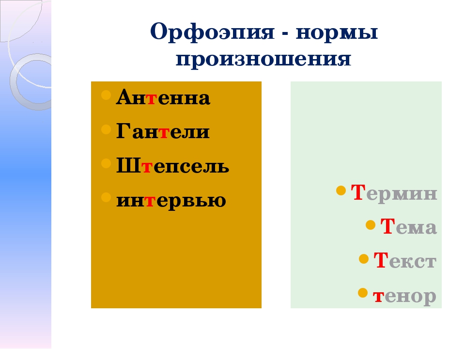 Орфоэпия 5 класс