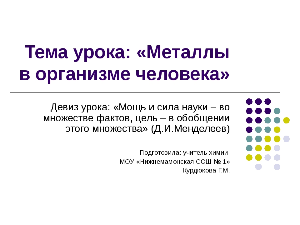 Металлы в жизни человека проект