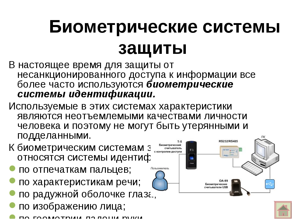 К биометрической системе защиты относятся