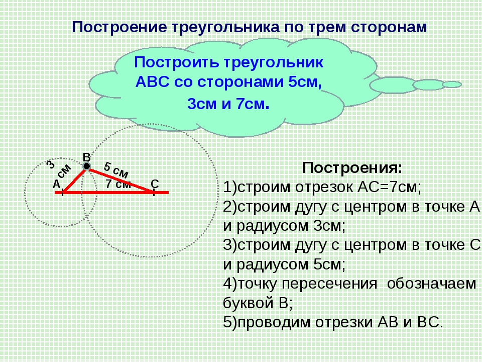 Построение треугольника. Построение треугольника по трём сторонам. Как построить треугольник по 3 сторонам. Постпоение треугольника по Терем сторонам. Посторонние треугольника по трём сооогам.