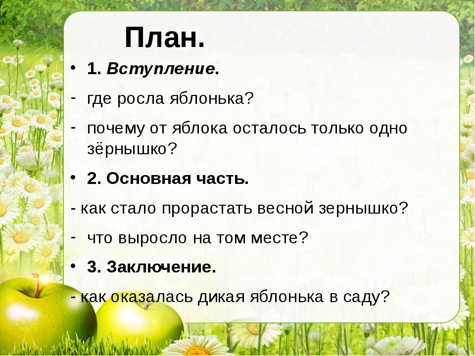 История одной яблоньки комплексная работа 2 класс