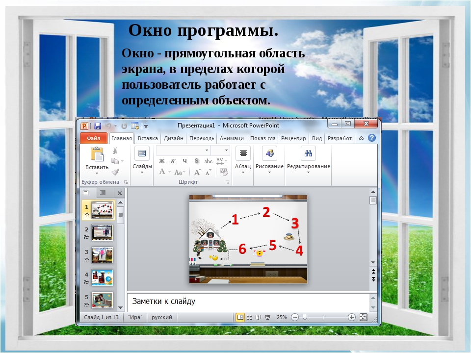 Область компьютерного окна где размещаются объекты и выполняются действия над ними это