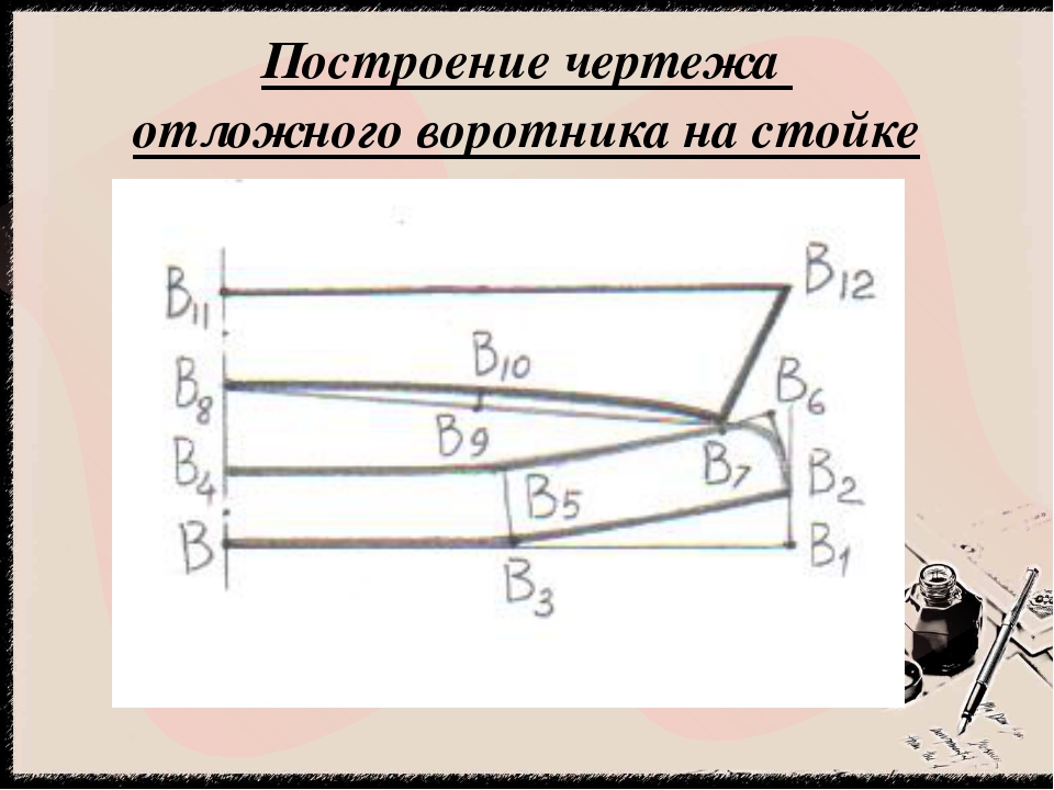 Линия отложного воротника. Построение выкройки рубашечного воротника с отрезной стойкой. Чертеж отложного воротника с отрезной стойкой. Отложной воротник с отрезной стойкой. Построение воротника стойки.