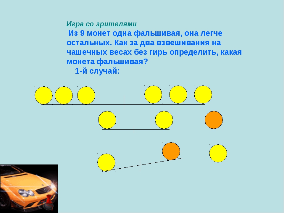 Как за 2 взвешивания определить фальшивую монету из 9 монет. 9 Монет 1 фальшивая. Как за два взвешивания определить фальшивую монету. 8 Монет 1 фальшивая 2 взвешивания.