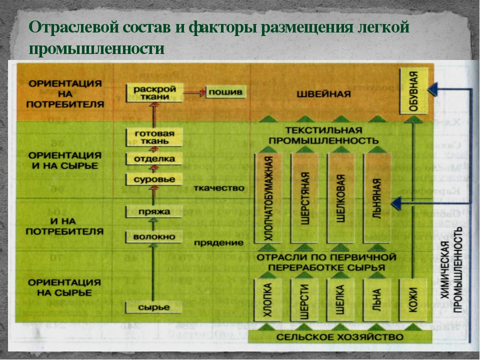 Характеристика легкой промышленности по плану