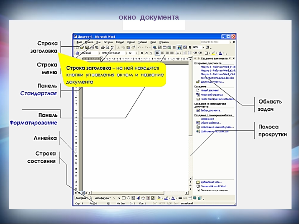 Ворд информатика. Окно документа. Окно документа это в информатике. Схема окна документа. Строка заголовка окна.