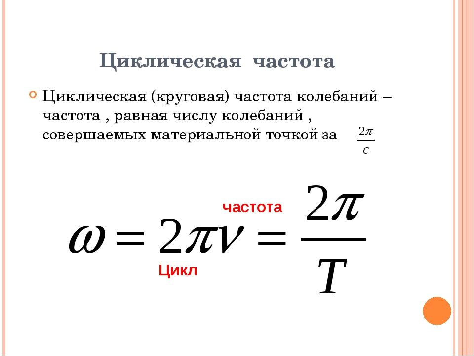 Кольцевое определение. Частота колебаний формула циклической частоты. Круговая частота колебаний формула. Циклическая круговая частота формула. Циклическая частота формула физика.