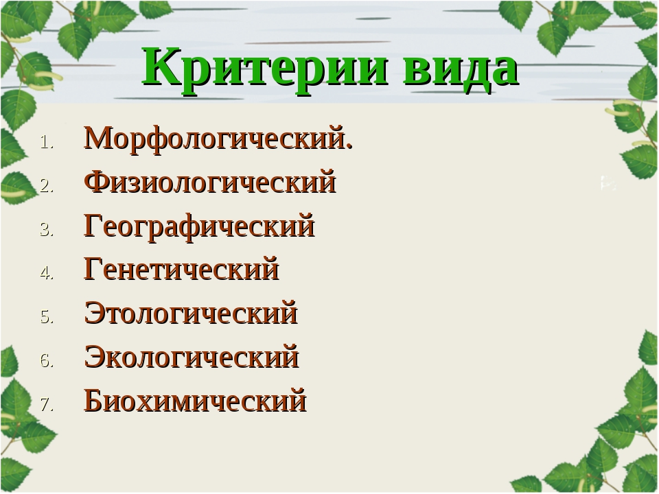 Вид критерии вида биология 11 класс презентация