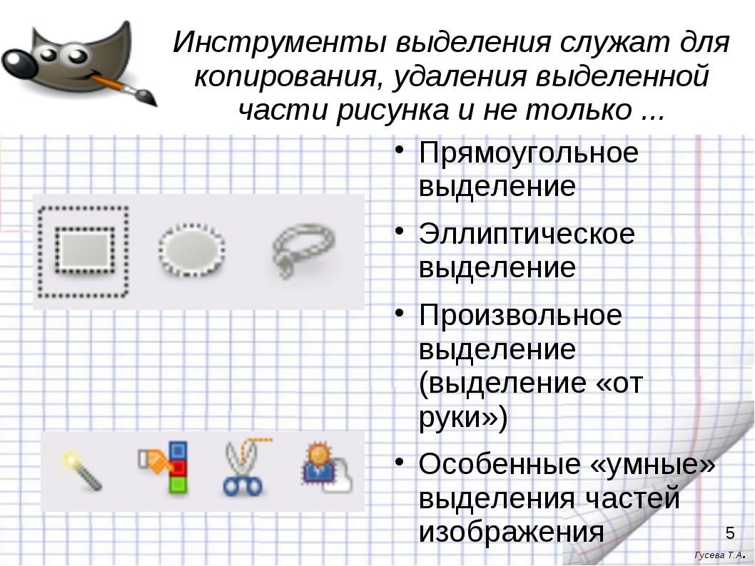 Перечислите инструменты для выделения области изображения