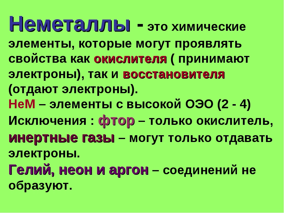 Общие свойства неметаллов 11 класс презентация