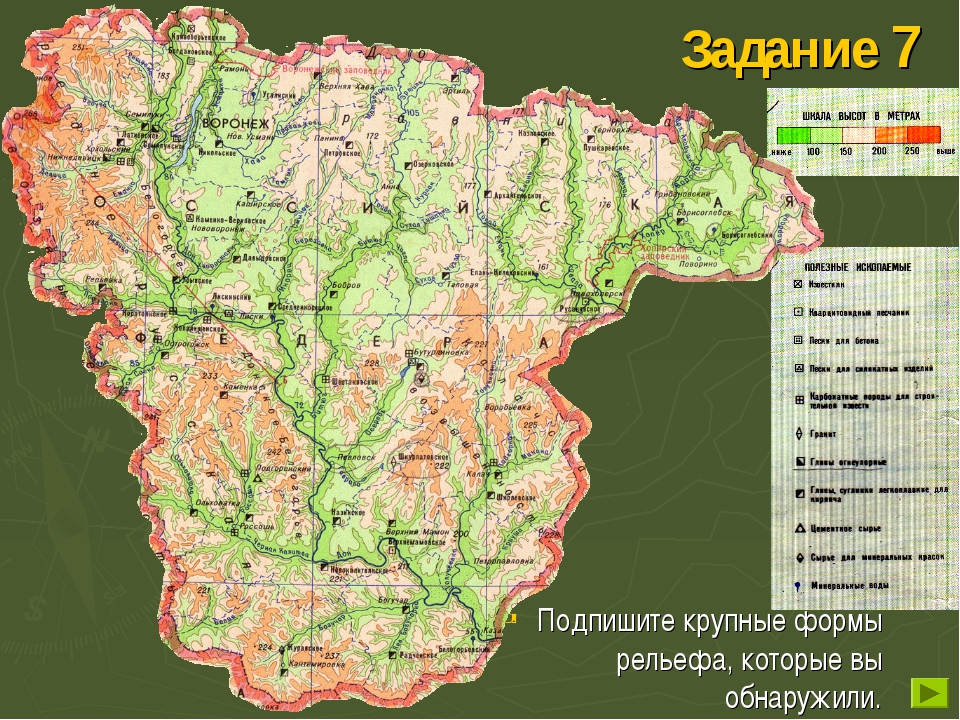 Карта высот воронежской области