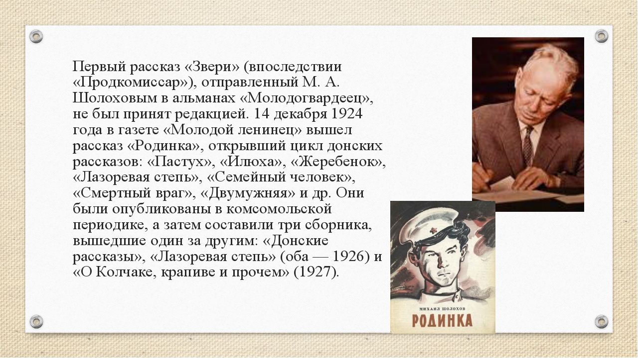 Донские рассказы шолохова презентация 11 класс