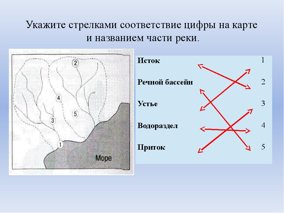 Укажите название реки показанной на схеме двумя цифрами 5