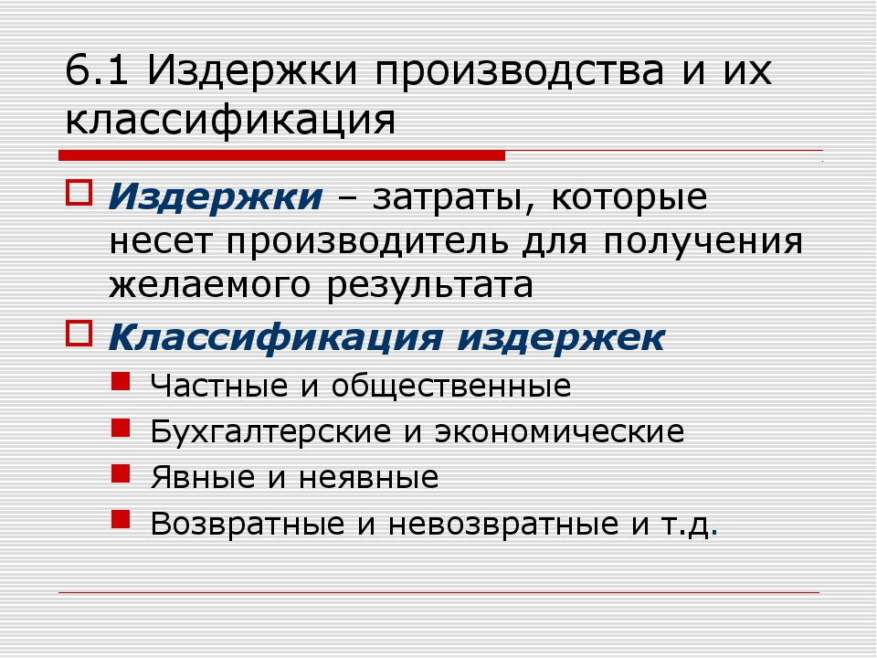 Виды издержек презентация 10 класс экономика