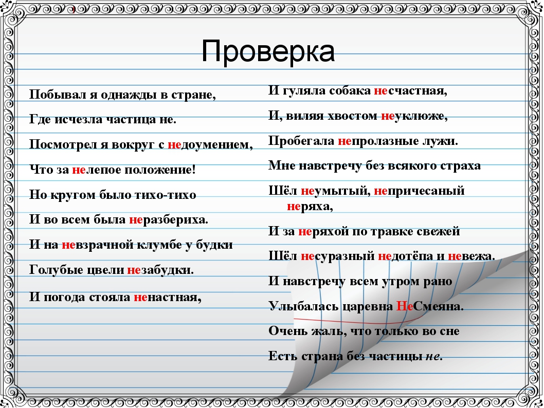 Правописание не с глаголом 3 класс презентация