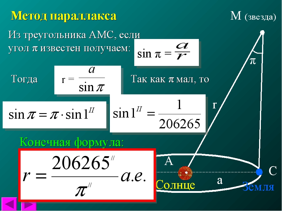 Годичный параллакс звезды. Годичный параллакс формула. Формулы для определения расстояния до звезд. Формула параллакса звезды.