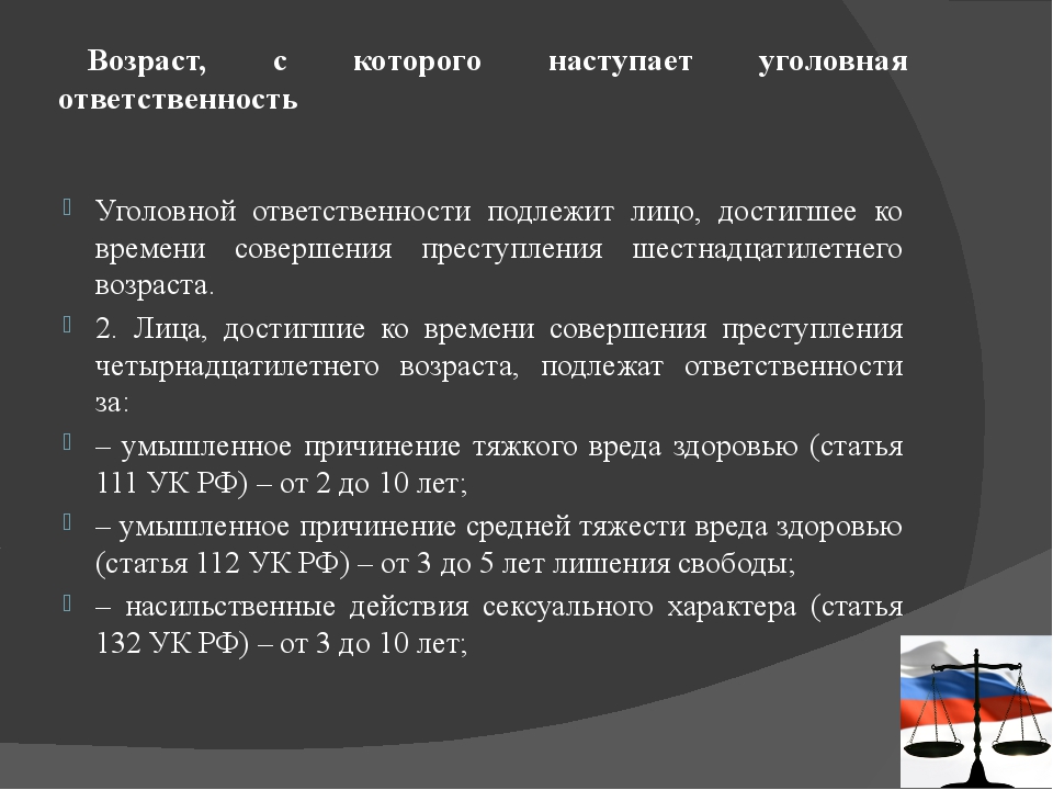 Презумпция возраста уголовной ответственности презентация