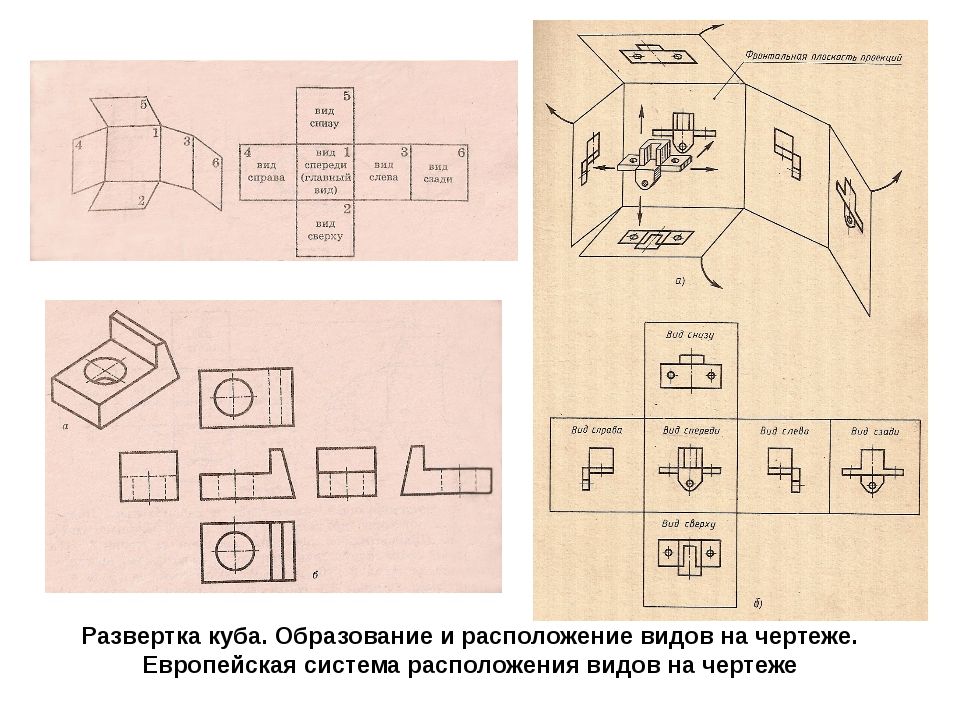 Стороны чертежа. Развертка видов в чертежах. Расположение развертки на чертеже. Расположение видов на чертеже. Виды на чертеже.