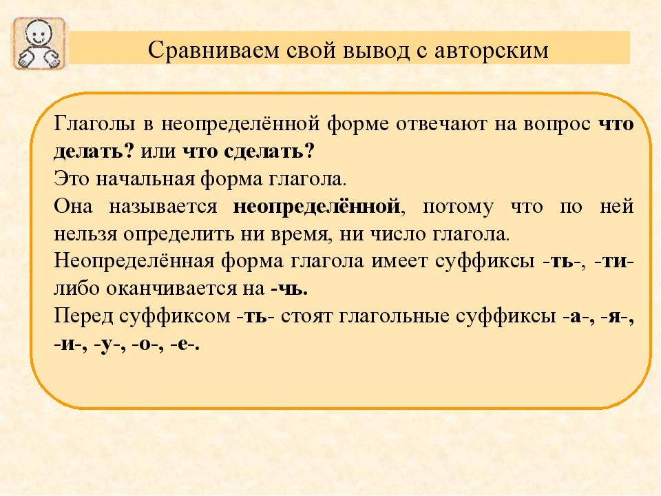 Русский язык неопределенная форма глагола 3 класс