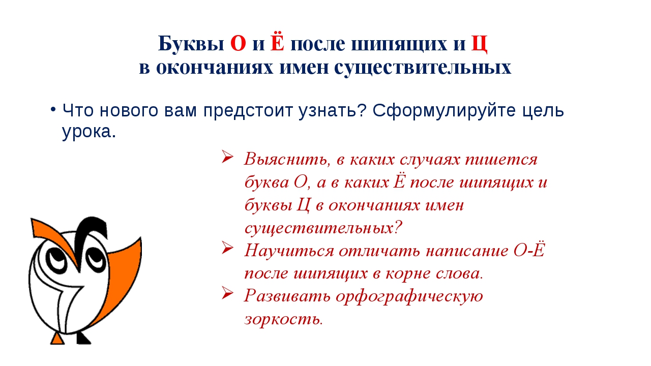 О и е после шипящих и ц в окончаниях существительных презентация