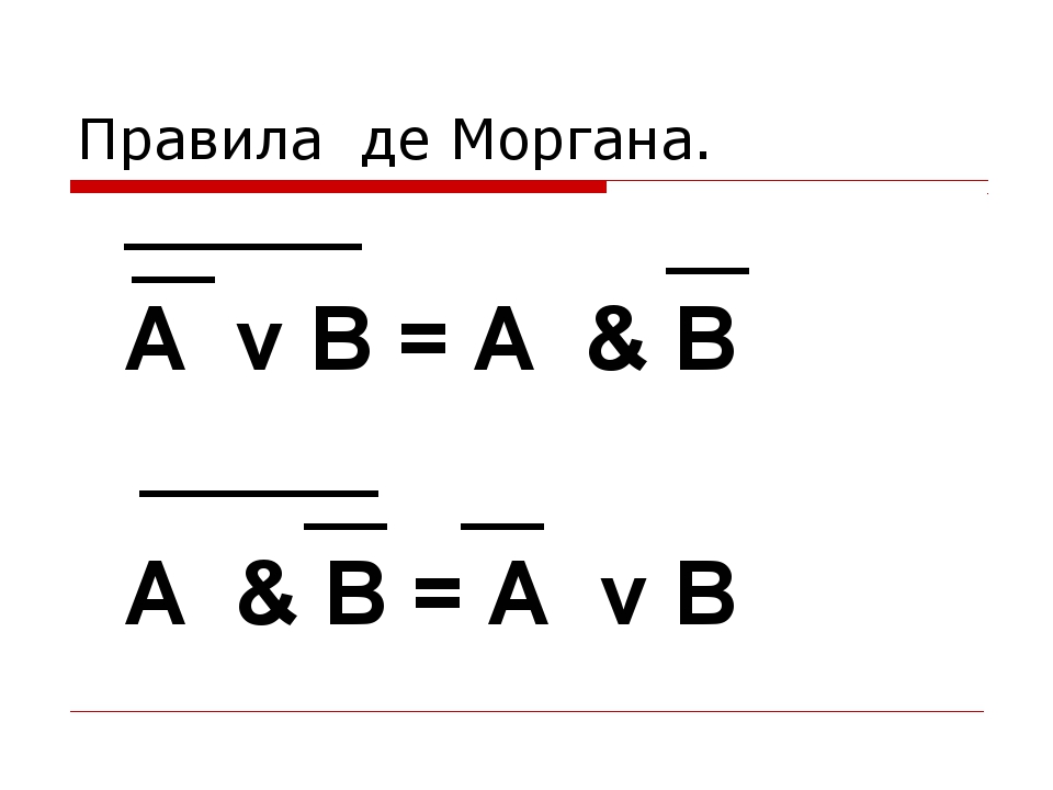 Законы алгебры логики презентация