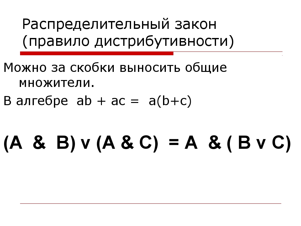 Законы алгебры логики презентация