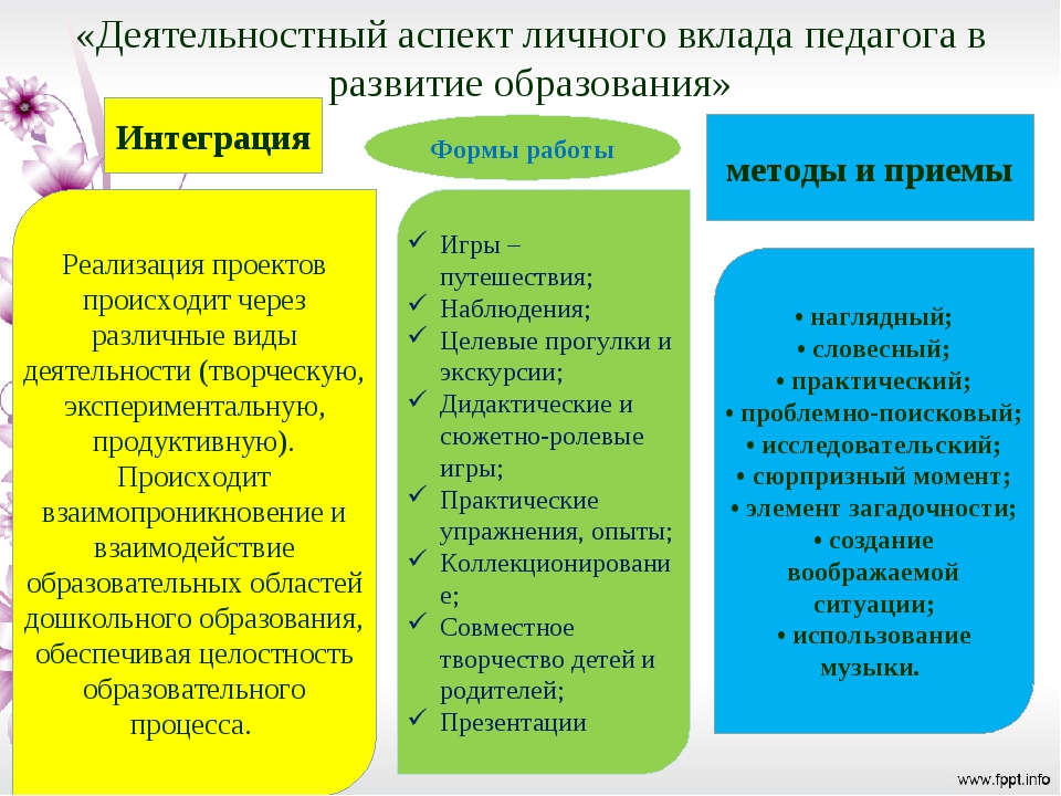 Деятельностный аспект личного вклада в развитие образования