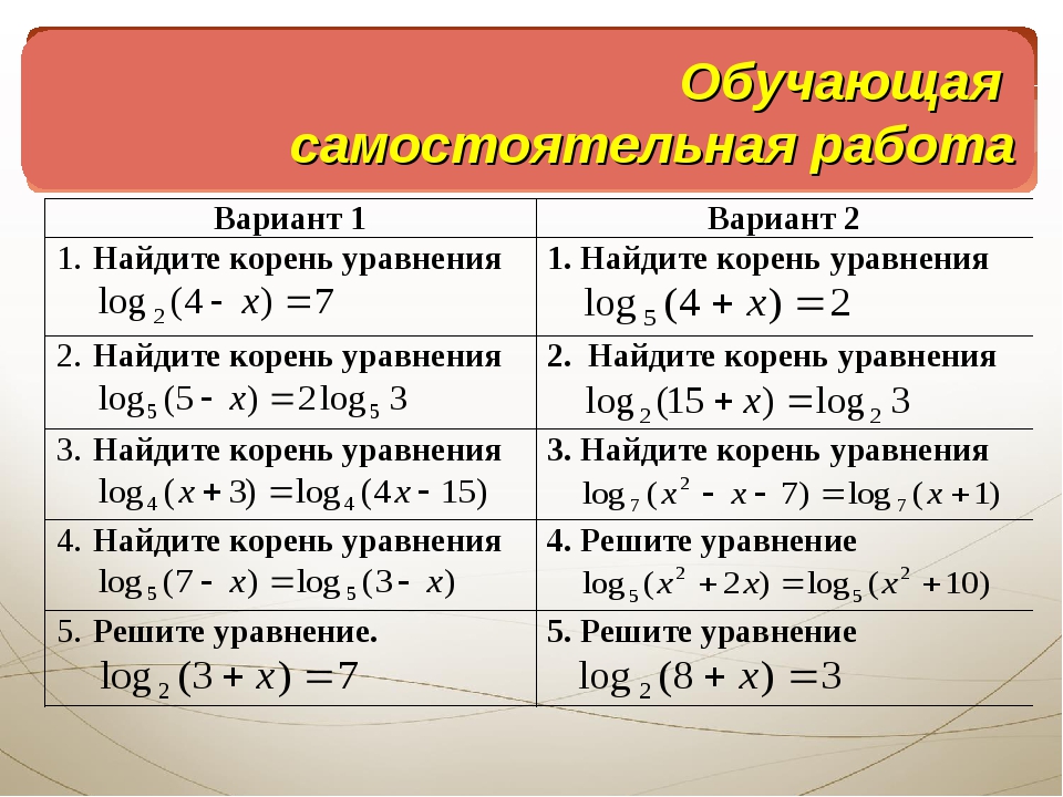 Самостоятельная работа логарифмы ответы. Простейшие логарифмические уравнения самостоятельная работа. Логарифмы самостоятельная работа.