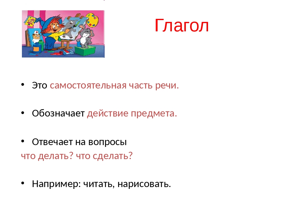 Глагол как часть речи 6 класс презентация