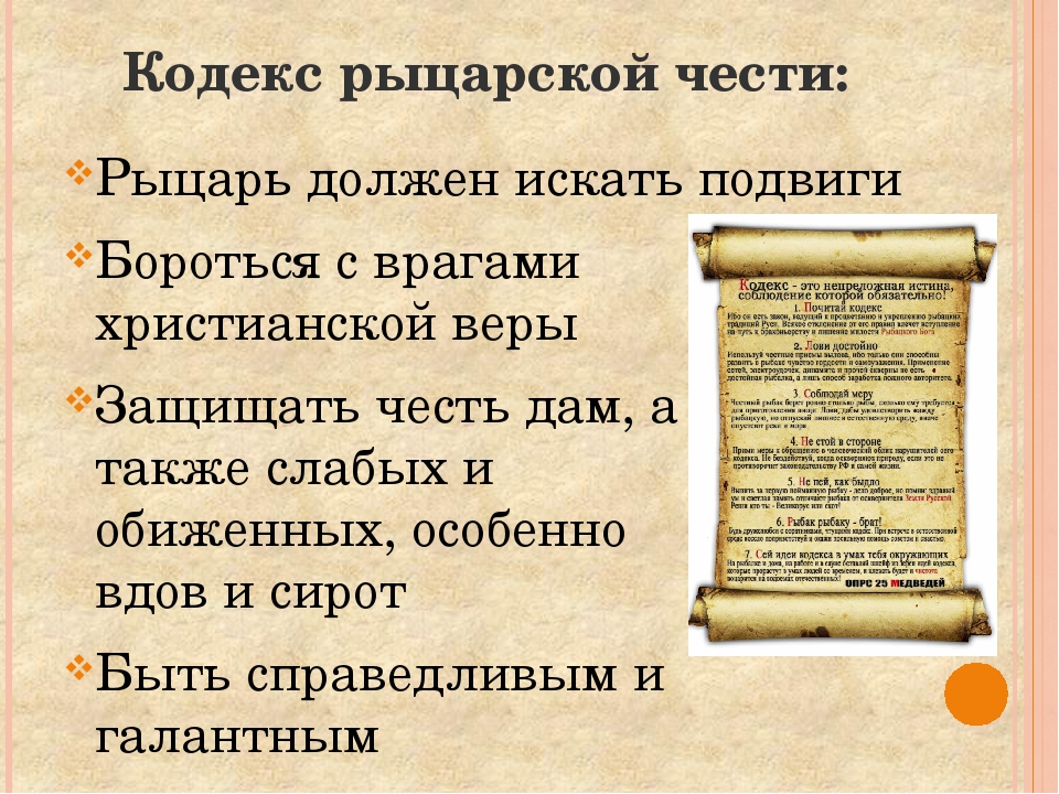 Кодекс качества. Кодекс чести рыцаря средневековья.