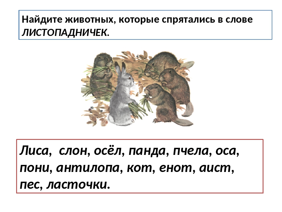 Листопадничек названия животных. Листопадничек. Листопадничек текст. Слова в которых спрятались животные. Найди животных в слове Листопадничек.