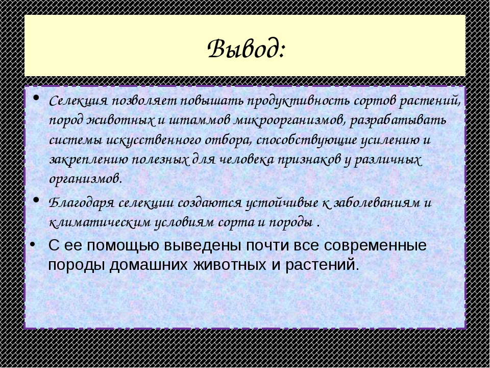 Селекция основные методы и достижения презентация 10 класс