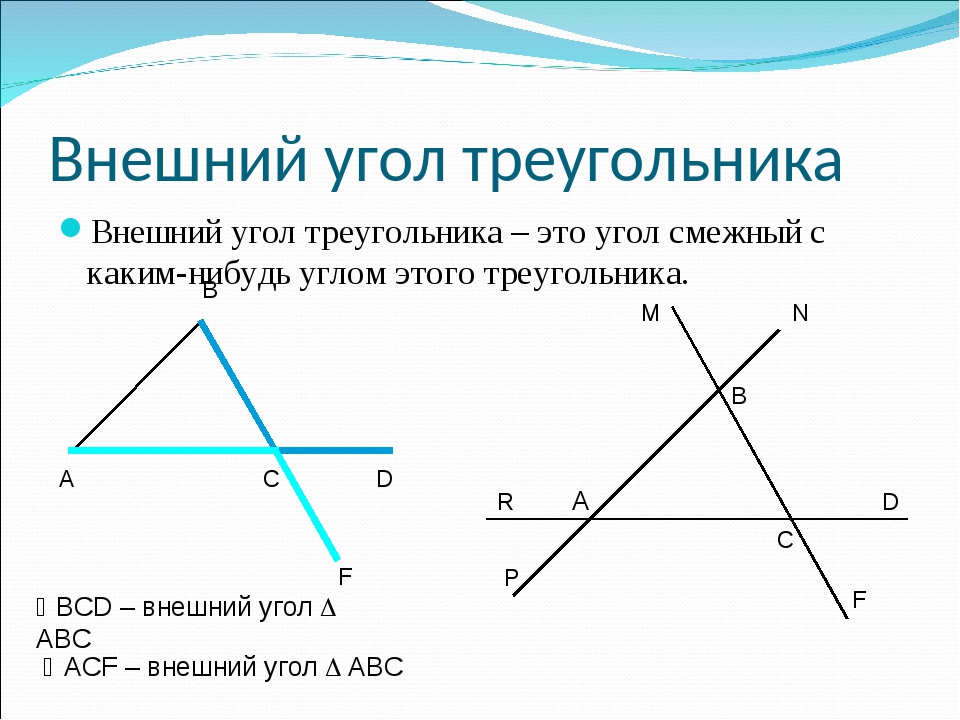 Определение внешнего угла треугольника чертеж