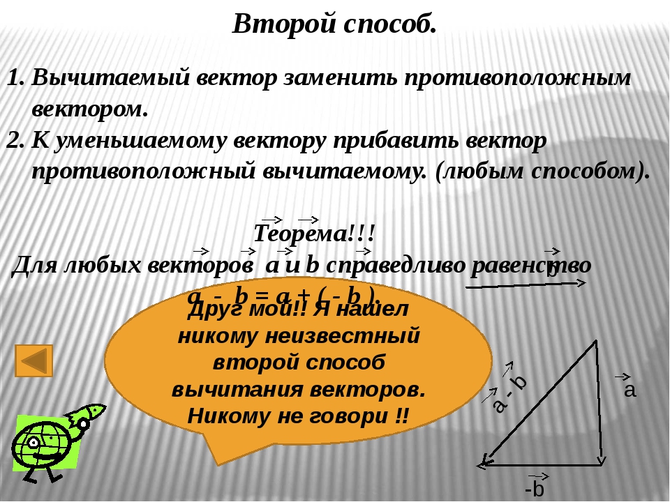 Сложение и вычитание векторов 10 класс презентация